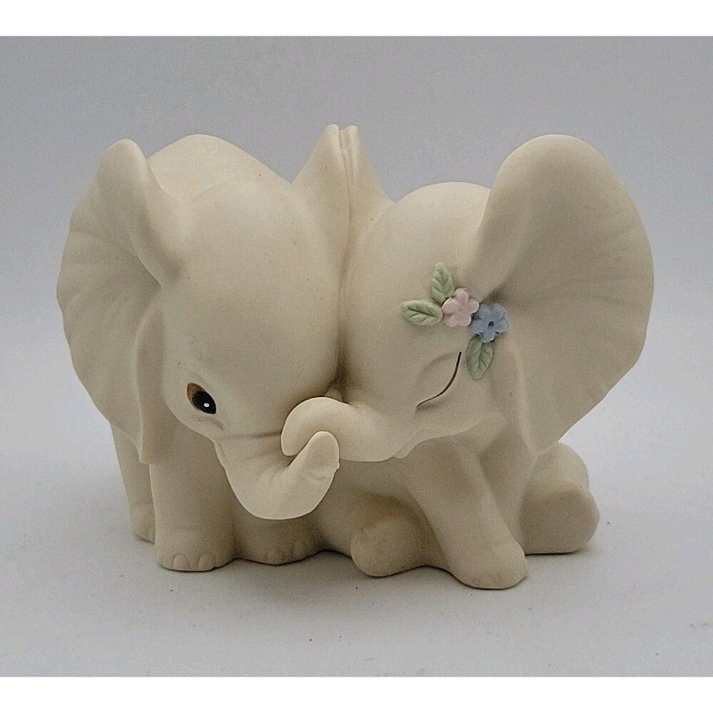 1993 Homco "Elephants in Love" Bisque Figurine